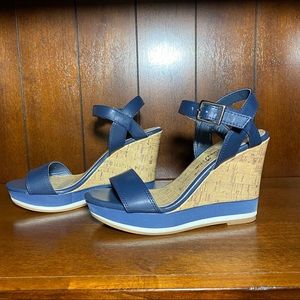 Montego Bay Club Blue Wedge Sandals - Women Size 5.5